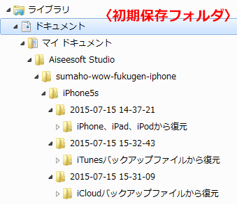 iPhoneデータ復元 　初期保存場所