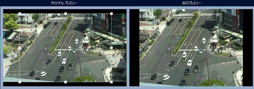 変換スタジオ 7 シリーズ, 16:9のビデオから、解像度1024×768の動画データを作る,オリジナルプレビューと出力プレビューが一致するように調整