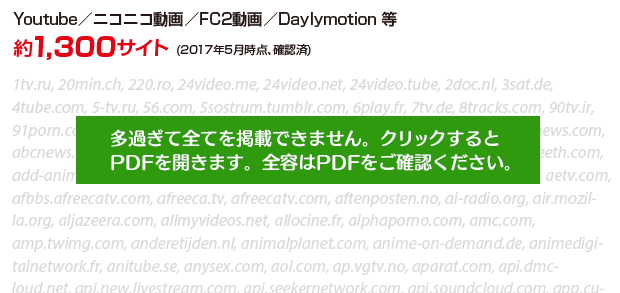 対応サイト 約1,300 2017年5月確認済